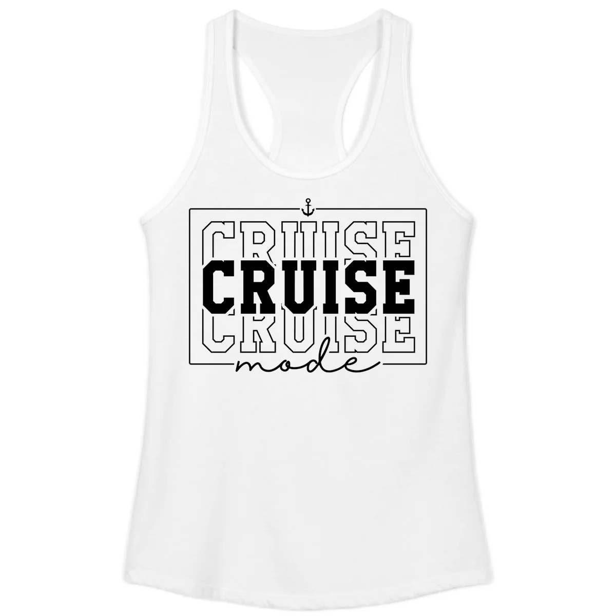 Cruise Mode Anchor Nautical Design Ladies Tank in White