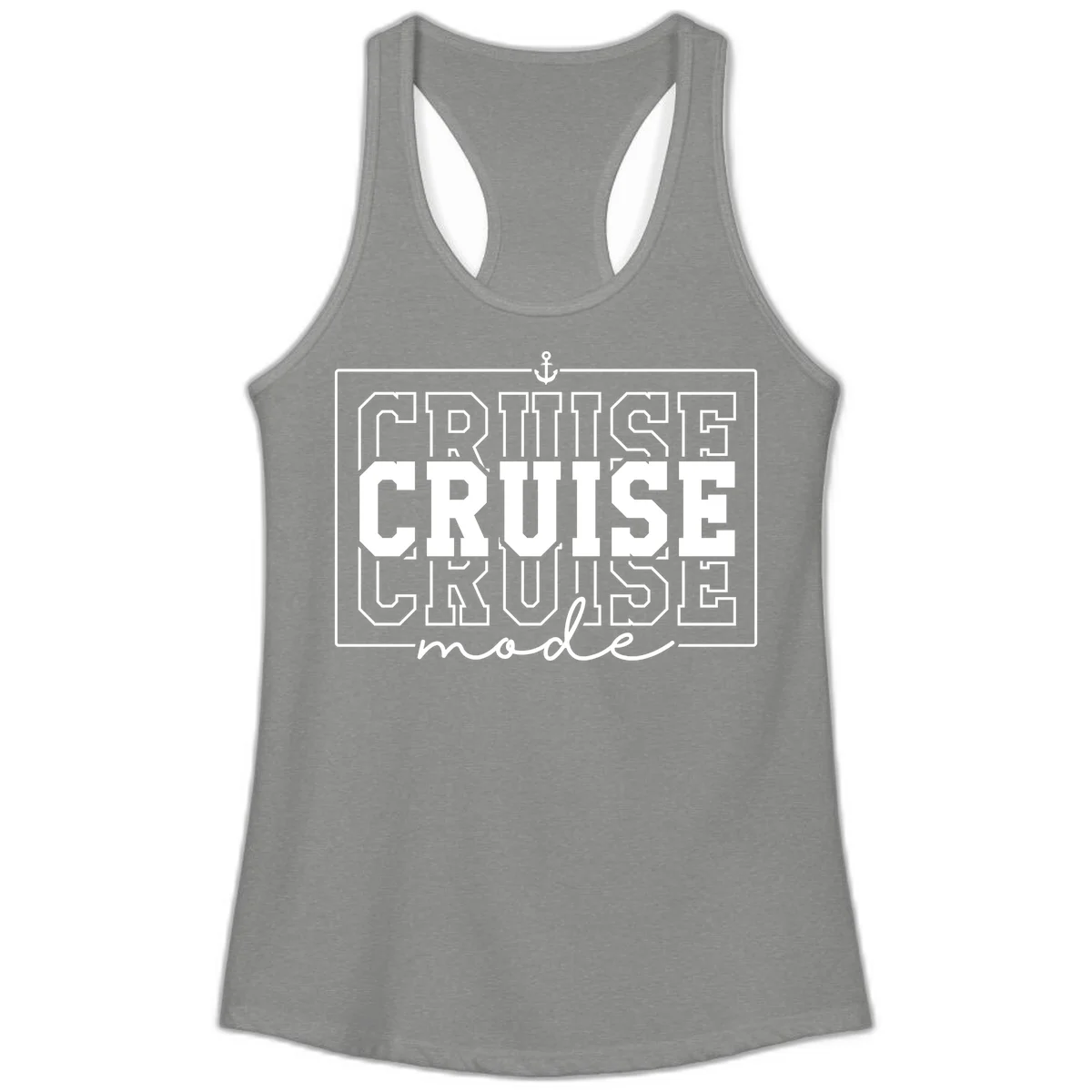 Cruise Mode Anchor Nautical Design Ladies Tank in Heather Grey