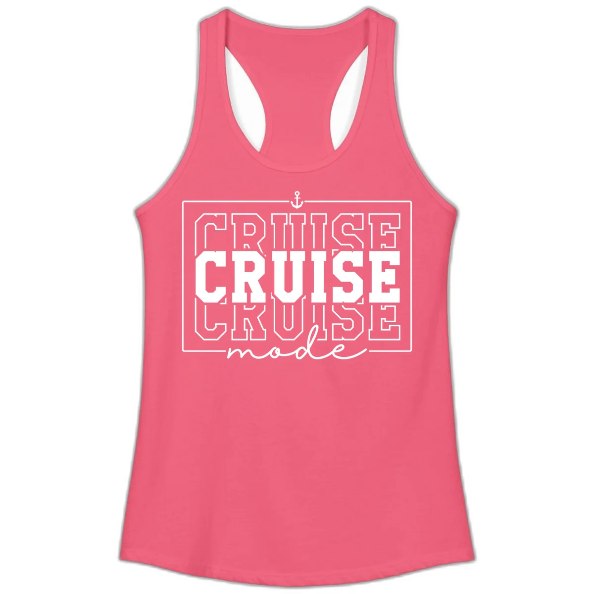 Cruise Mode Anchor Nautical Design Ladies Tank in Hot Pink