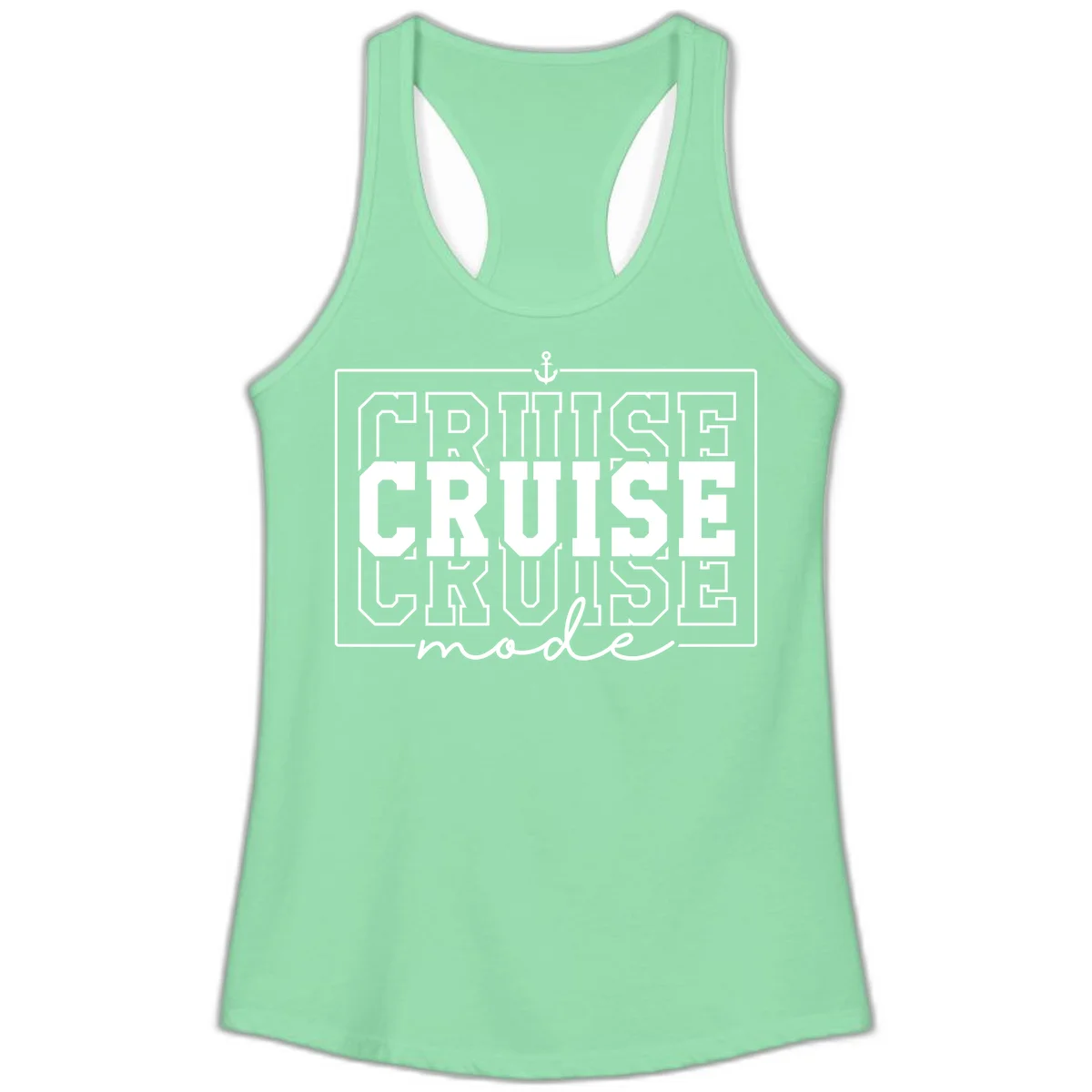 Cruise Mode Anchor Nautical Design Ladies Tank in Solid Mint