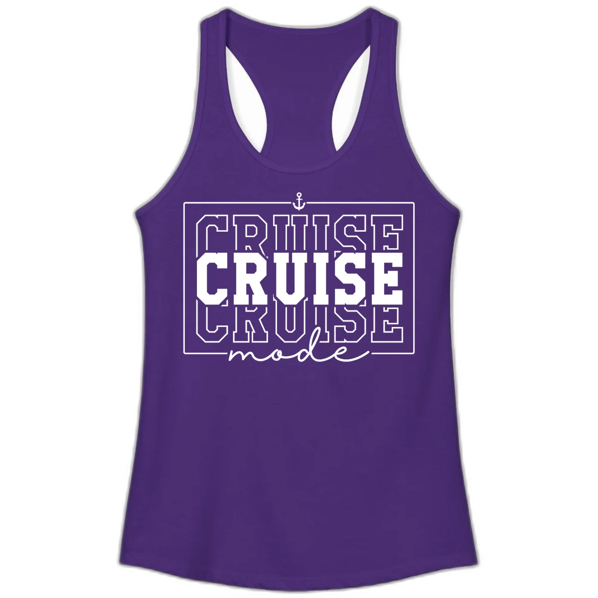 Cruise Mode Anchor Nautical Design Ladies Tank in Solid Purple Rush