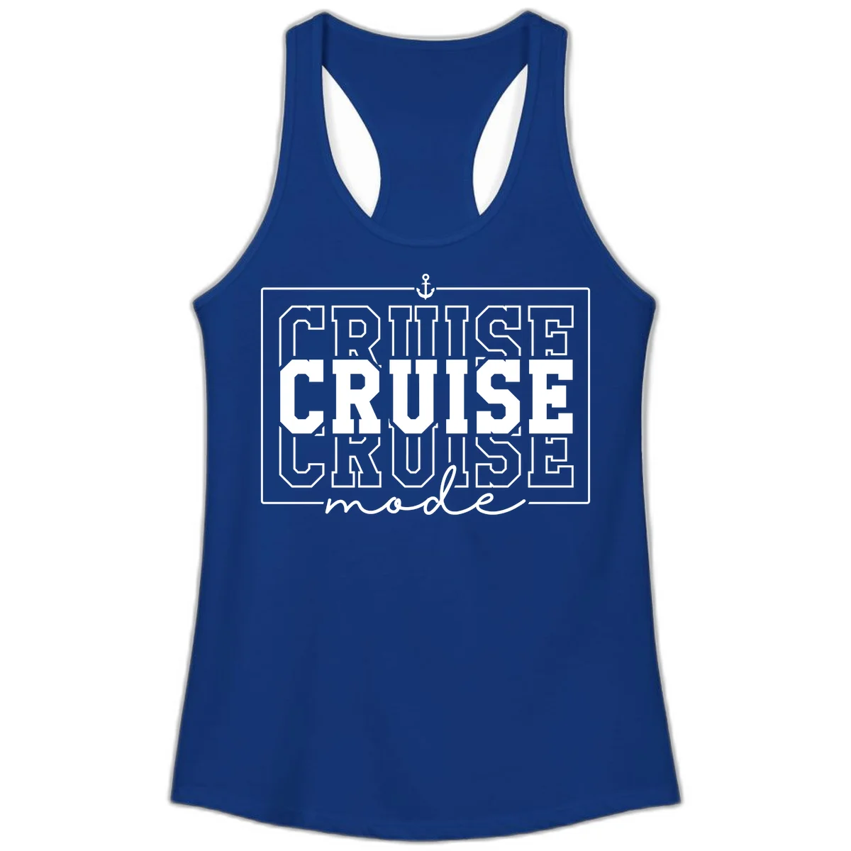 Cruise Mode Anchor Nautical Design Ladies Tank in Solid Royal