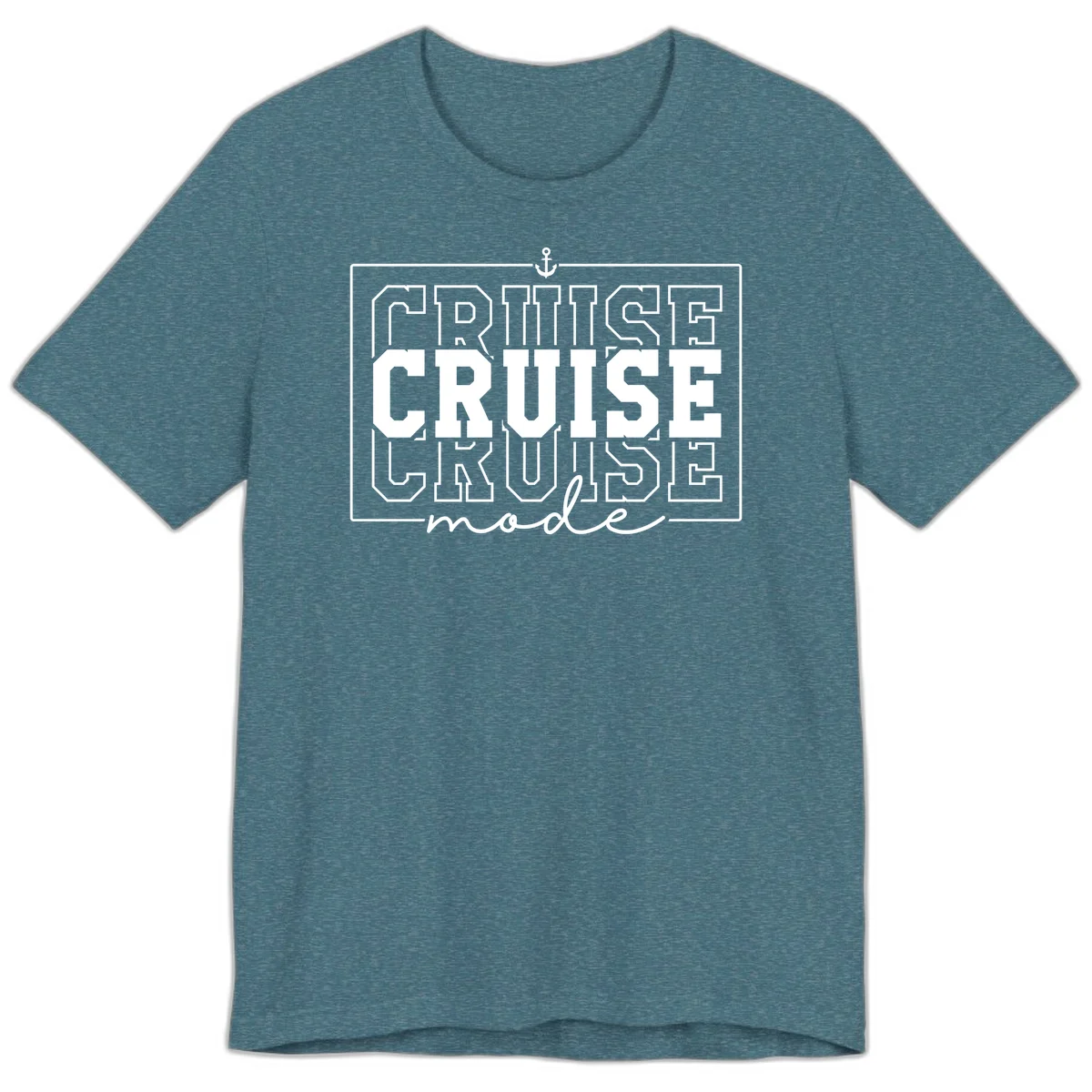 Cruise Mode Anchor Nautical Design Premium T-Shirt in Heather Deep Teal