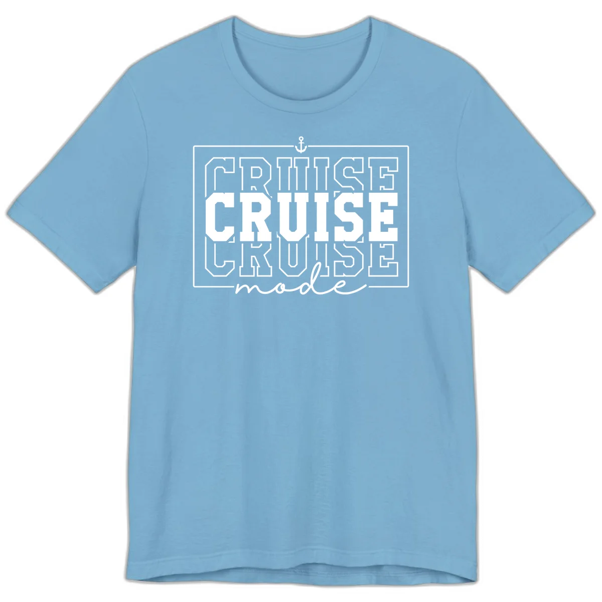 Cruise Mode Anchor Nautical Design Premium T-Shirt in Ocean Blue
