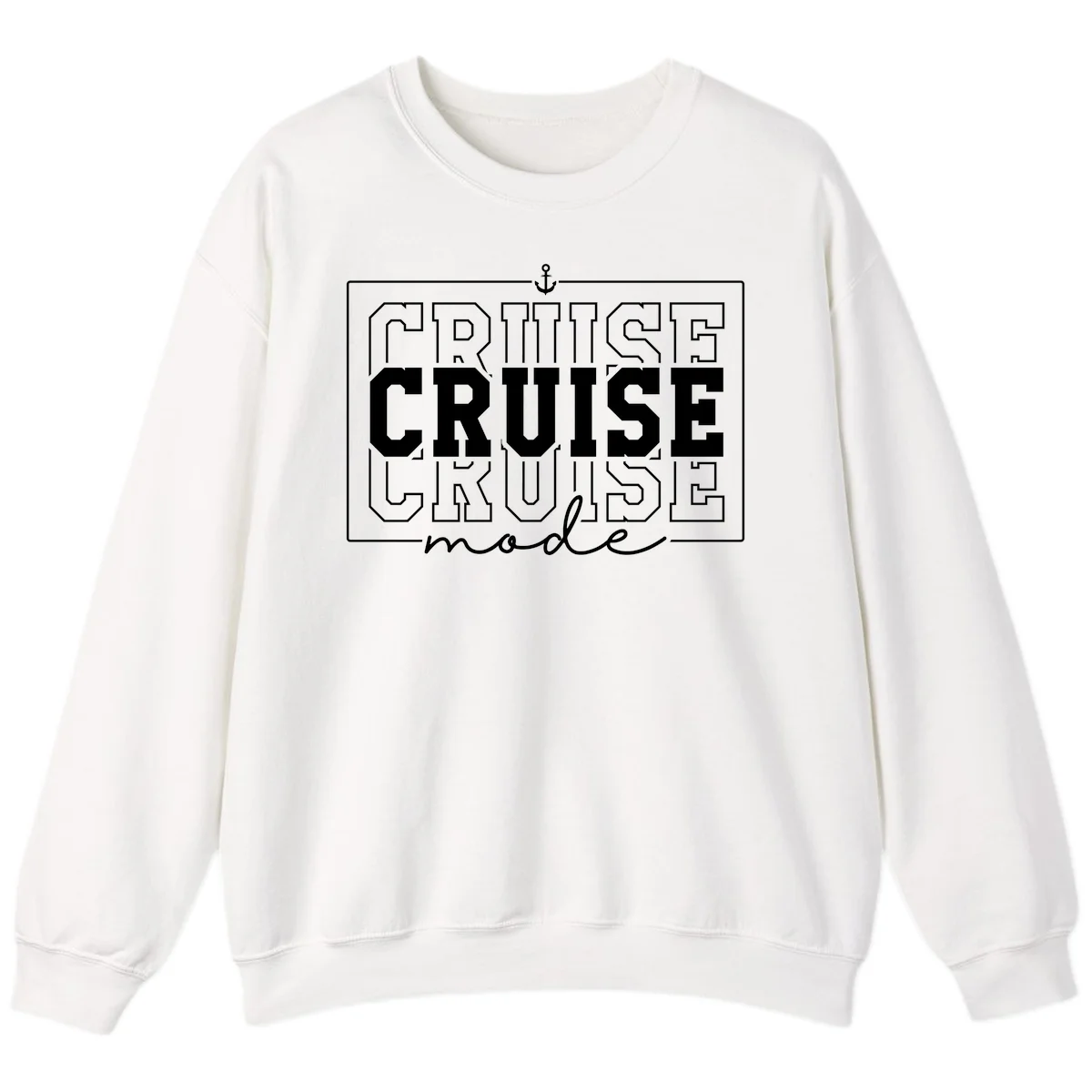 Cruise Mode Anchor Nautical Design Sweatshirt in White