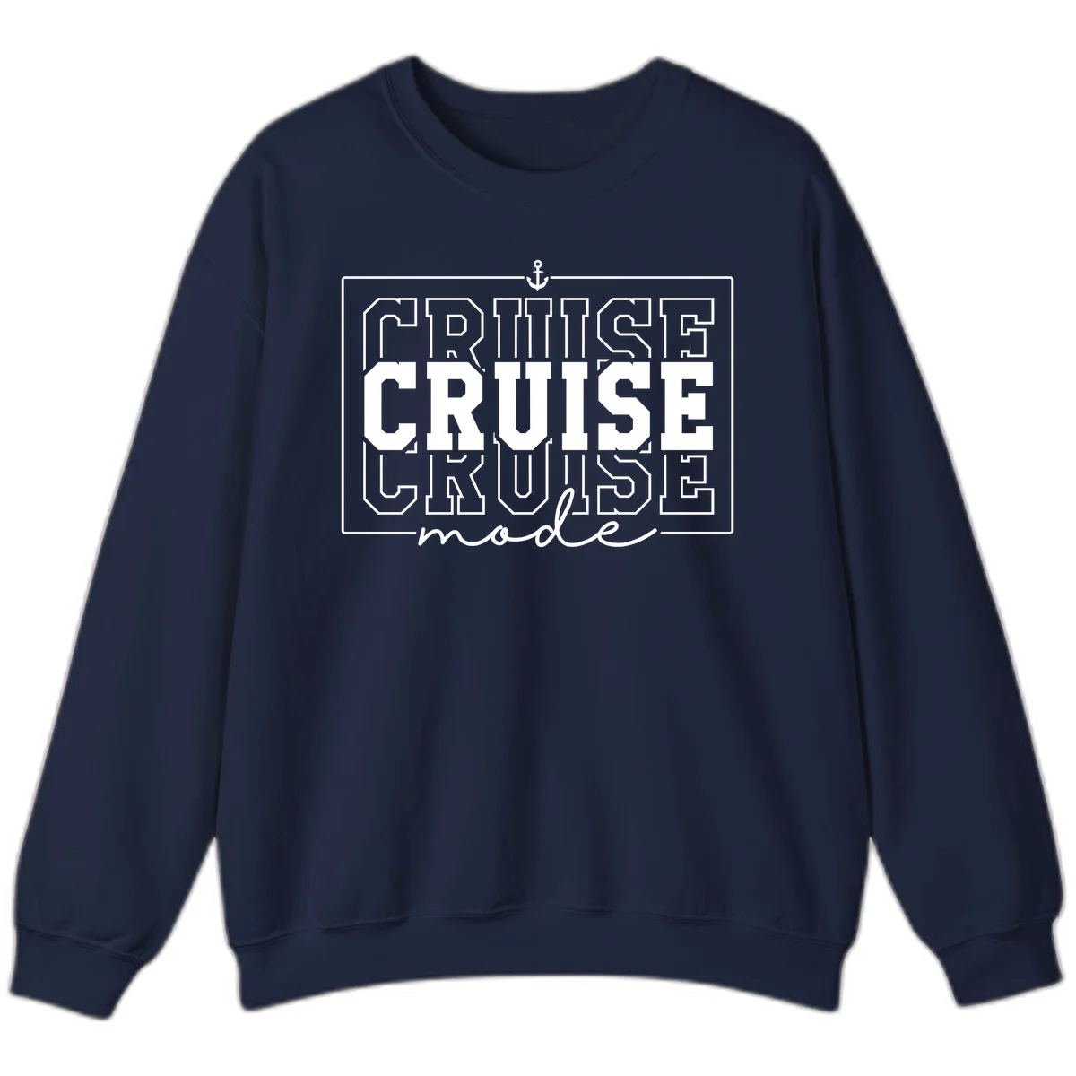 Cruise Mode Anchor Nautical Design Sweatshirt in Navy