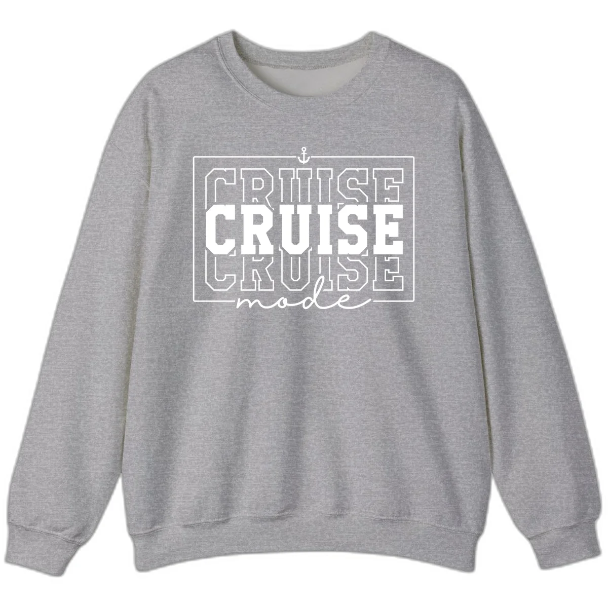 Cruise Mode Anchor Nautical Design Sweatshirt in Sport Grey