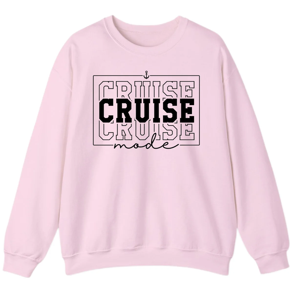 Cruise Mode Anchor Nautical Design Sweatshirt in Light Pink