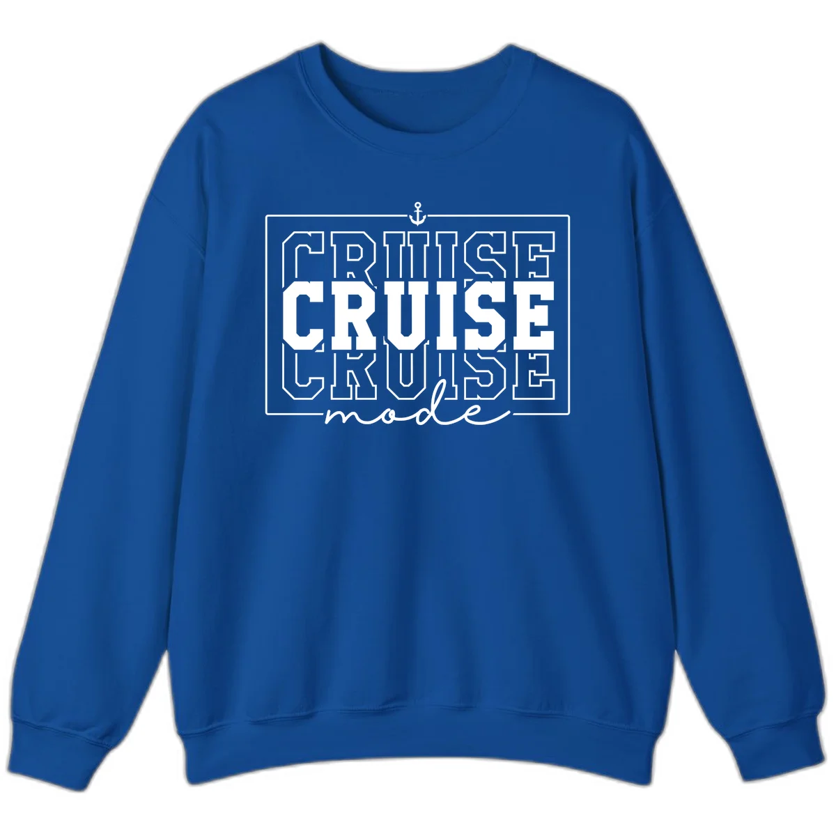 Cruise Mode Anchor Nautical Design Sweatshirt in Royal