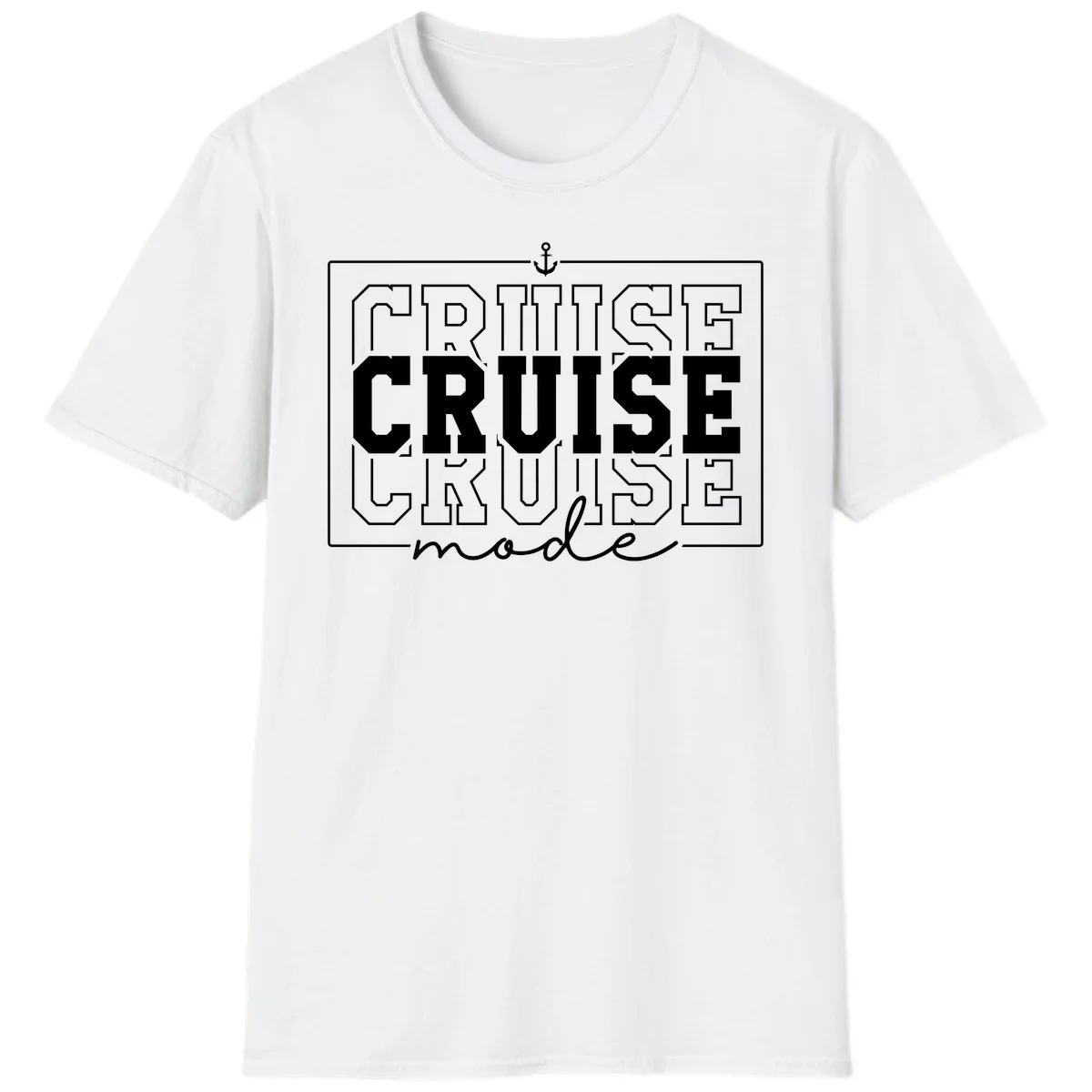 Cruise Mode Anchor Nautical Design T-Shirt in White