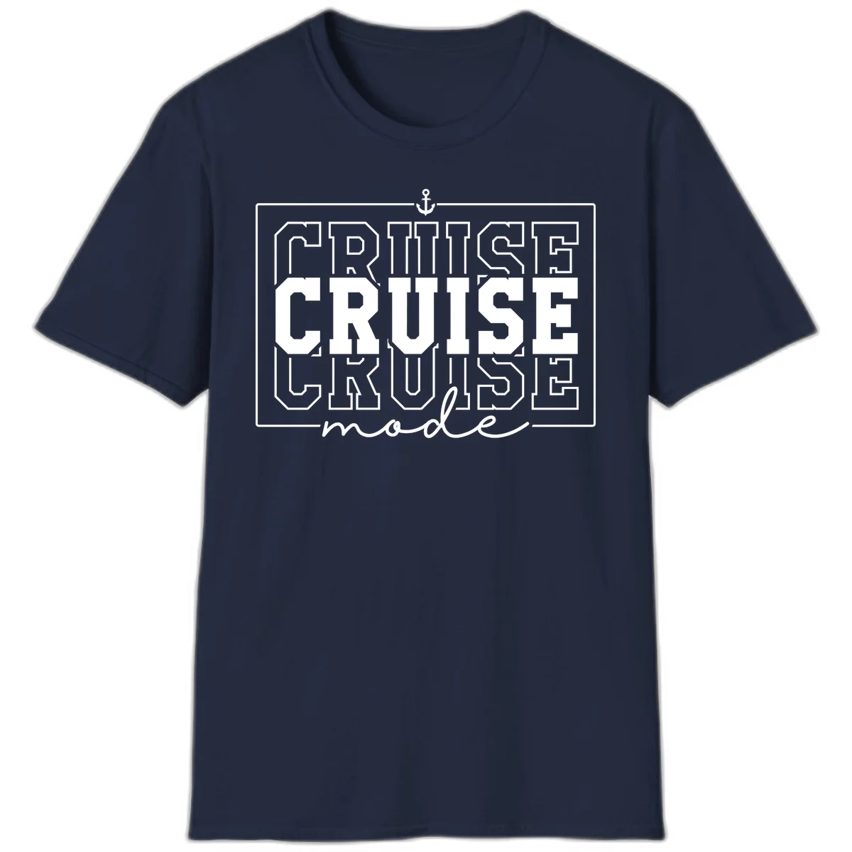 Cruise Mode Anchor Nautical Design T-Shirt in Navy