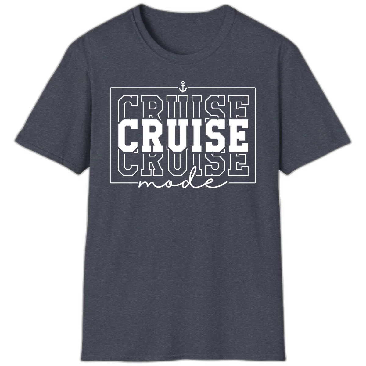 Cruise Mode Anchor Nautical Design T-Shirt in Heather Navy