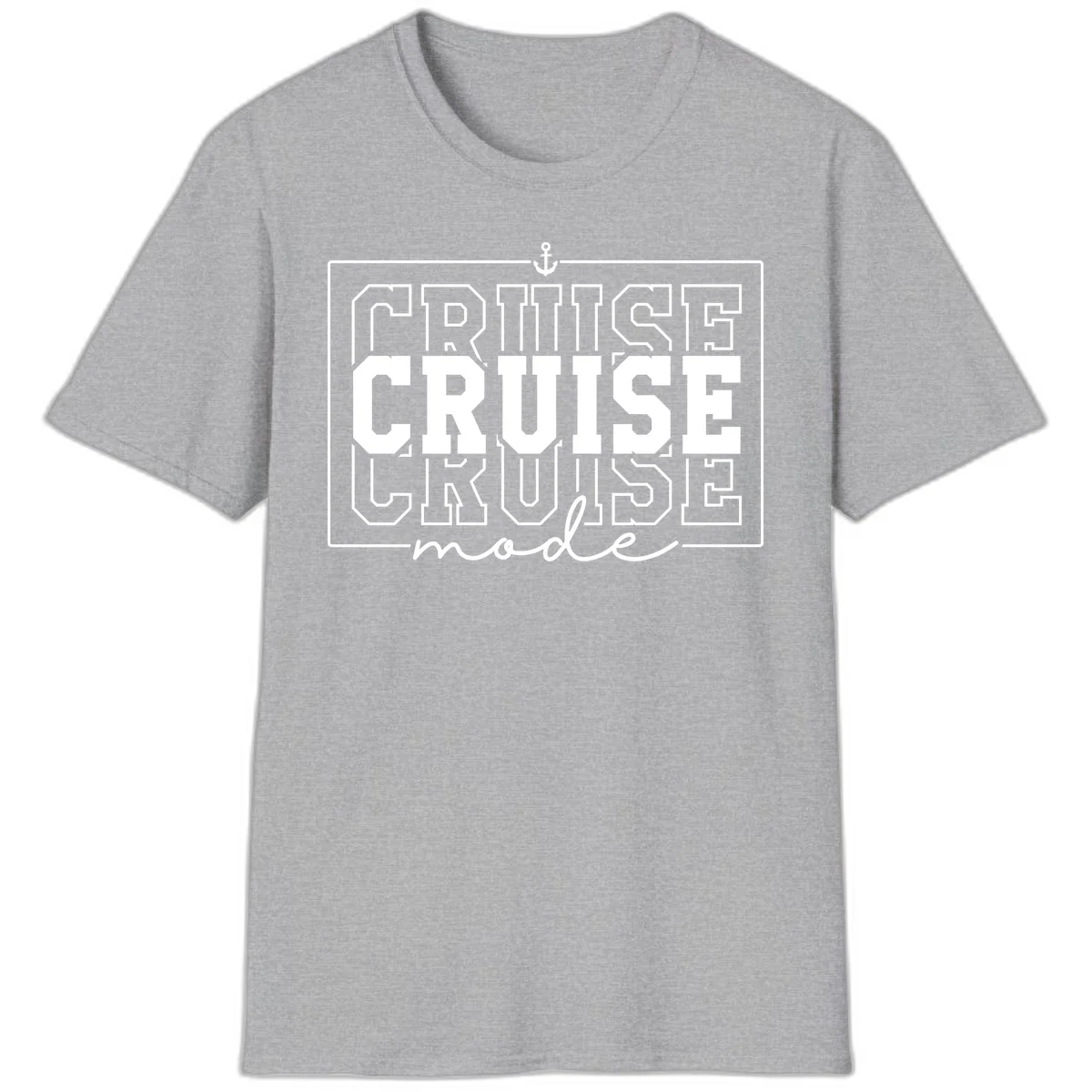 Cruise Mode Anchor Nautical Design T-Shirt in Sport Grey