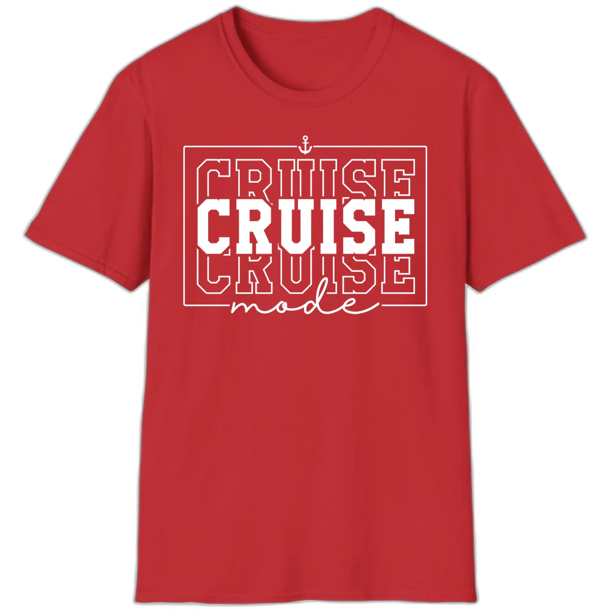 Cruise Mode Anchor Nautical Design T-Shirt in Red