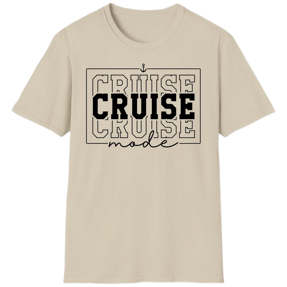 Cruise Mode Anchor Nautical Design T-Shirt in Sand