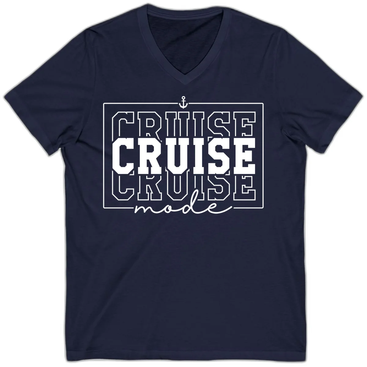 Cruise Mode Anchor Nautical Design V-Neck in Navy