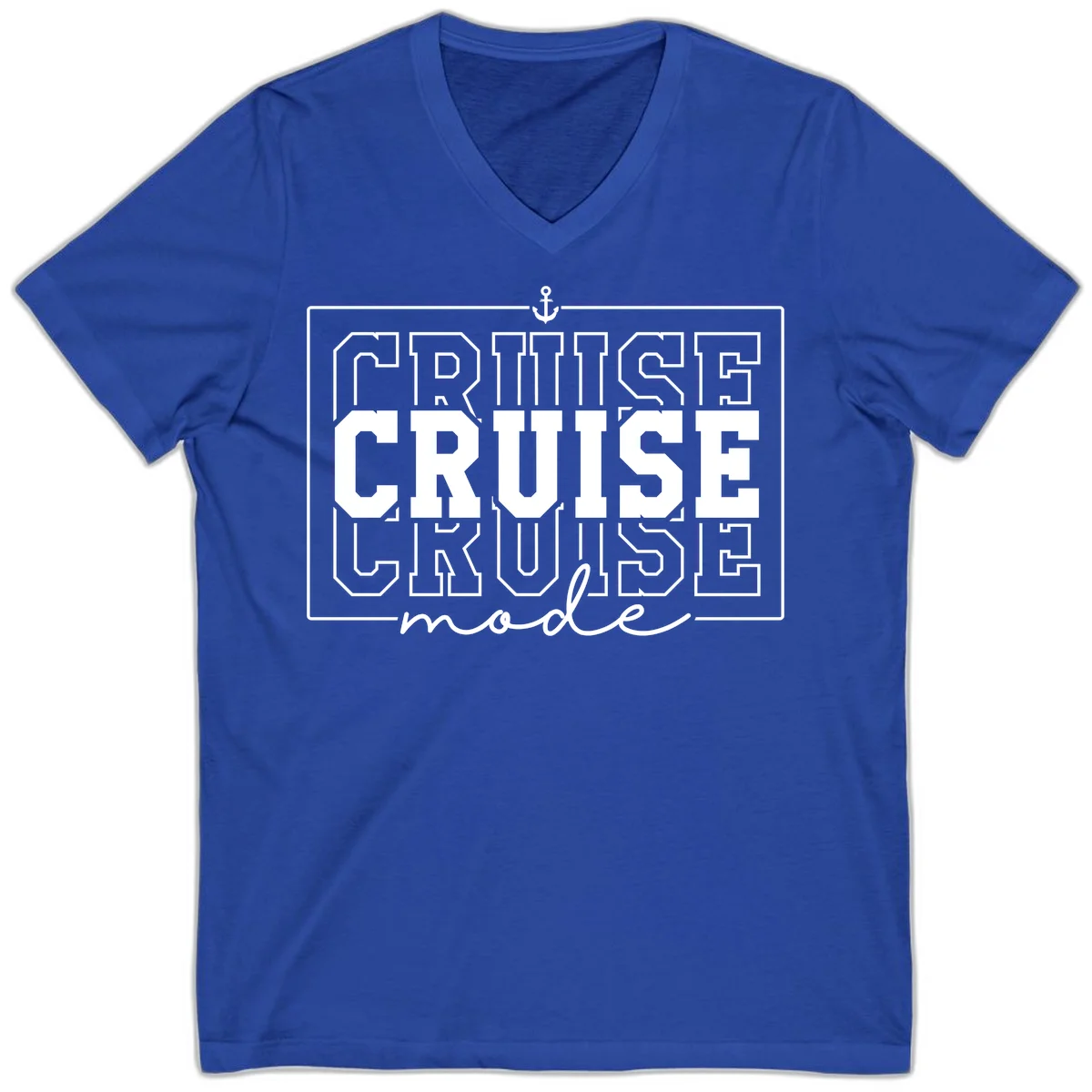 Cruise Mode Anchor Nautical Design V-Neck in True Royal