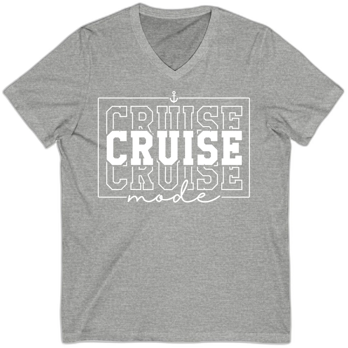Cruise Mode Anchor Nautical Design V-Neck in Athletic Heather