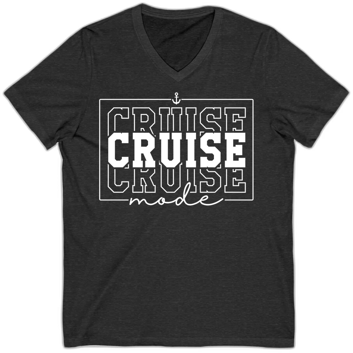 Cruise Mode Anchor Nautical Design V-Neck in Dark Grey Heather