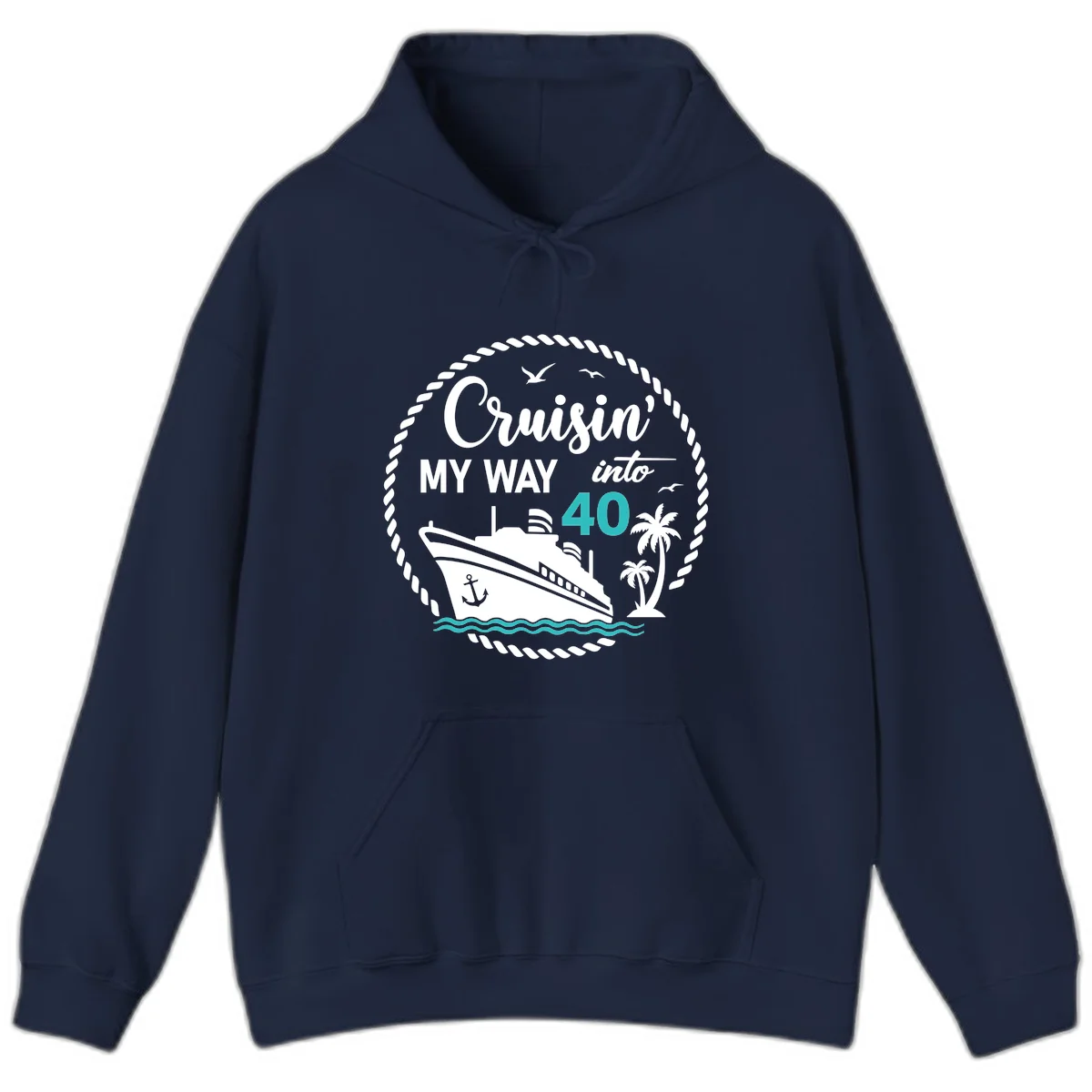 Cruisin' My Way Into 40 Hoodie in Navy