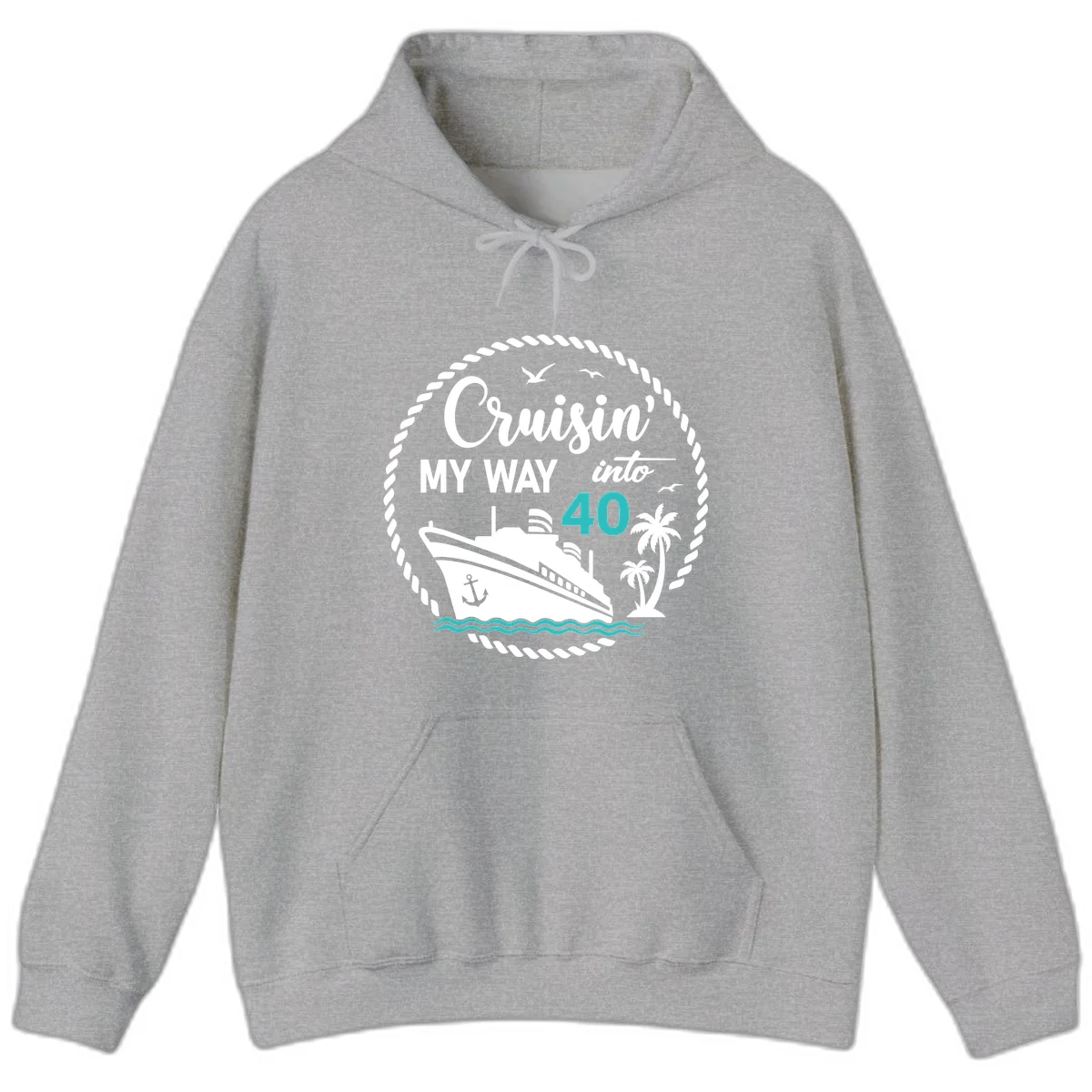 Cruisin' My Way Into 40 Hoodie in Sport Grey