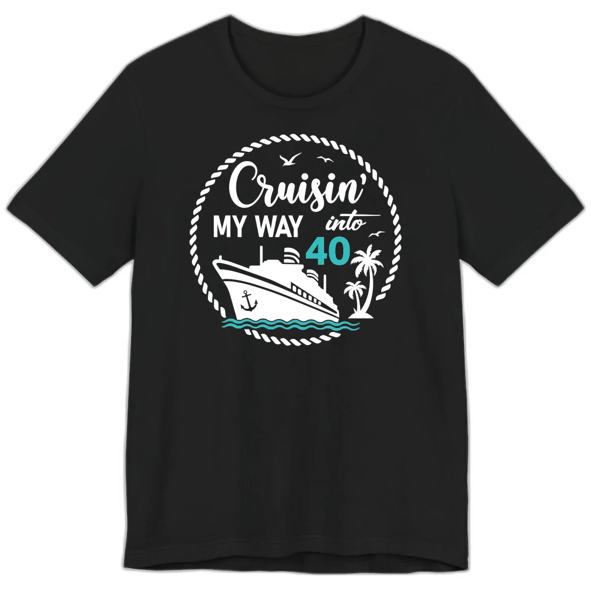 Cruisin' My Way Into 40 Premium T-Shirt in Black