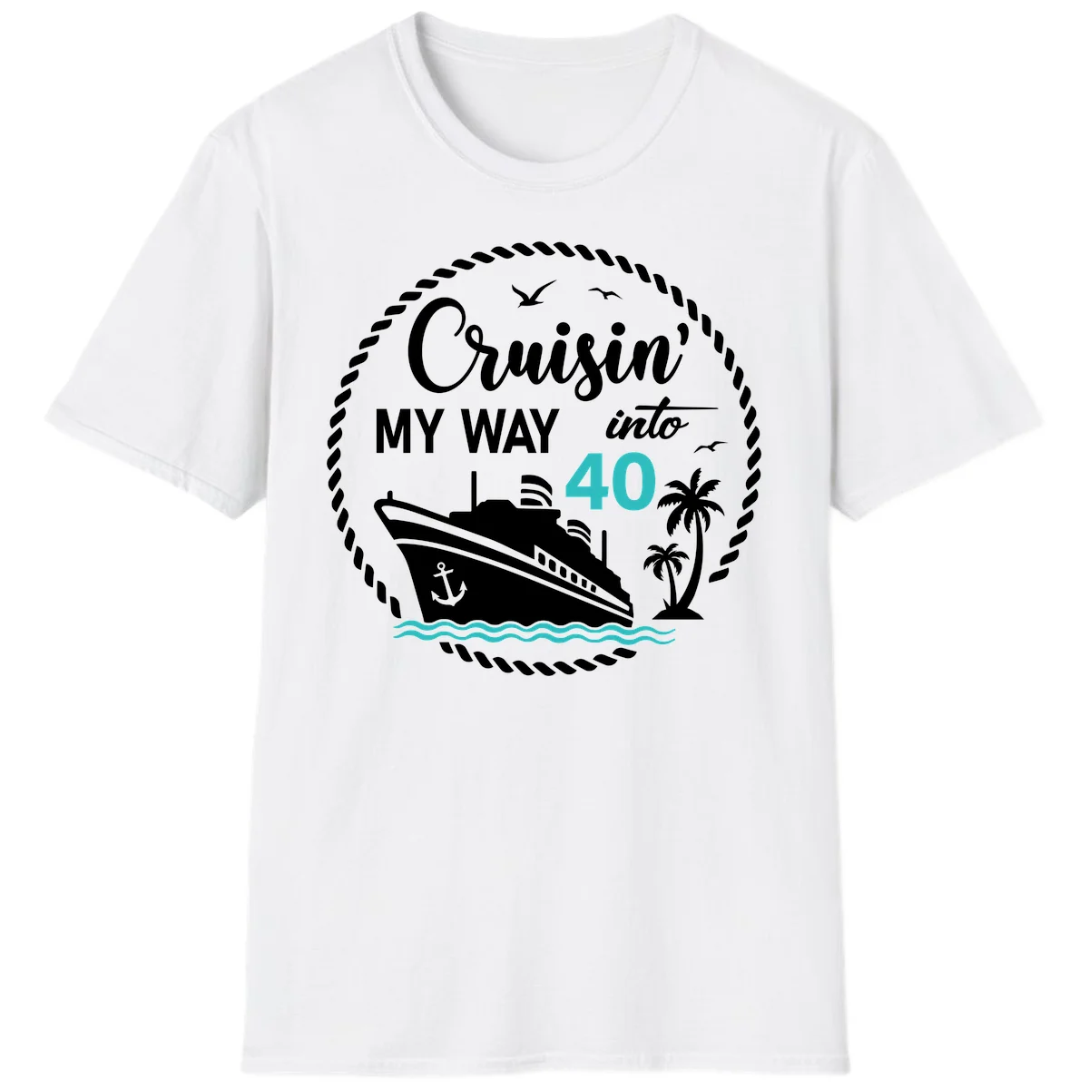 Cruisin' My Way Into 40 T-Shirt in White