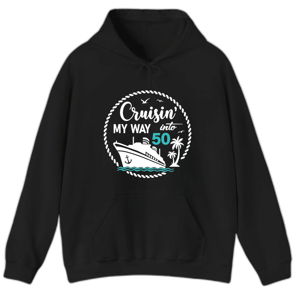 Cruisin' My Way Into 50 Hoodie in Black
