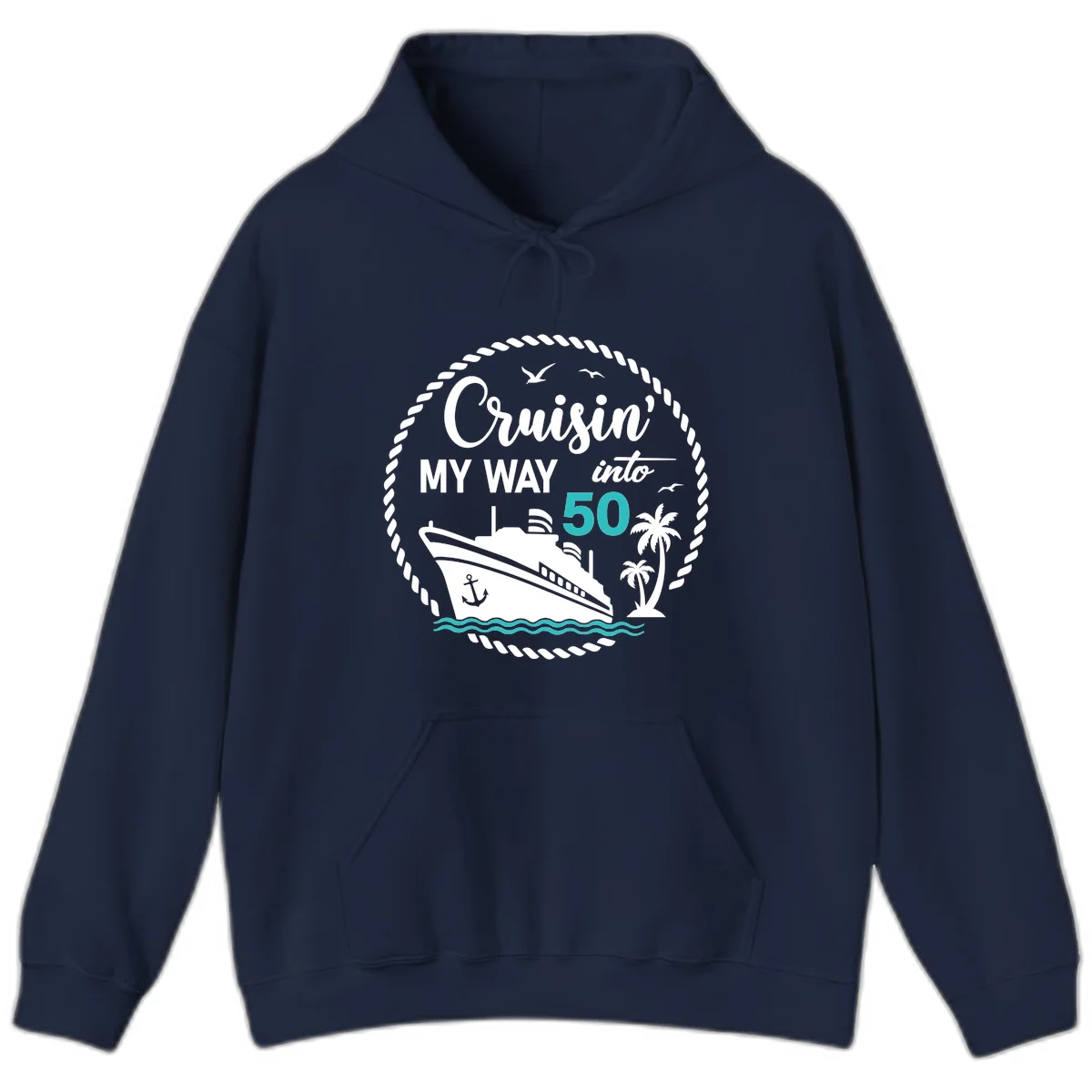 Cruisin' My Way Into 50 Hoodie in Navy