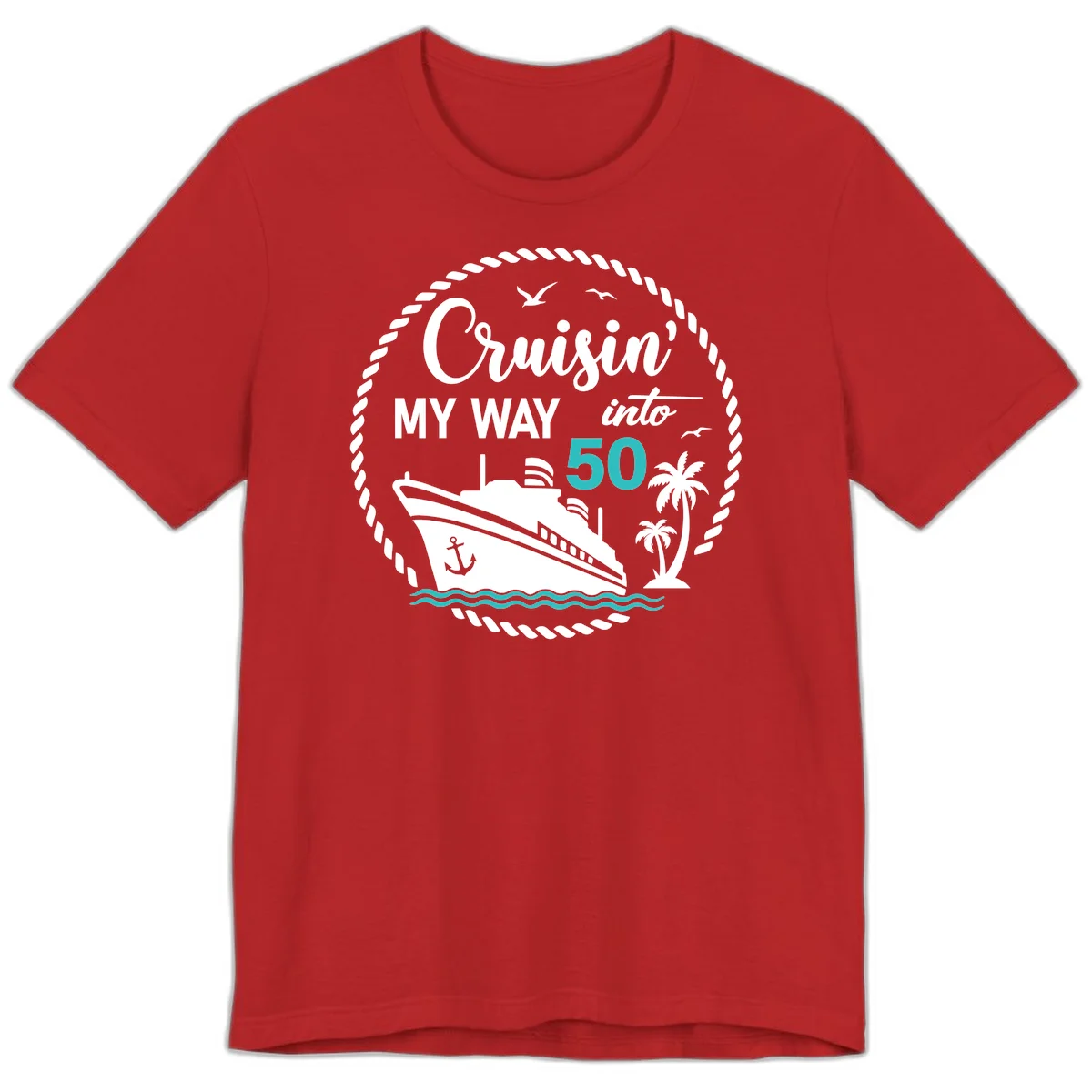 Cruisin' My Way Into 50 Premium T-Shirt in Red