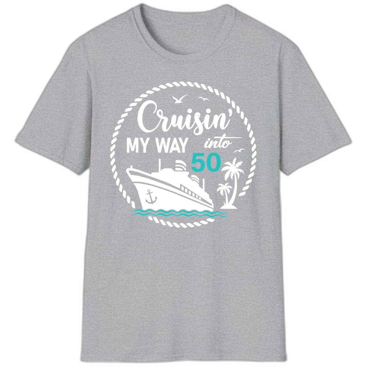 Cruisin' My Way Into 50 T-Shirt in Sport Grey