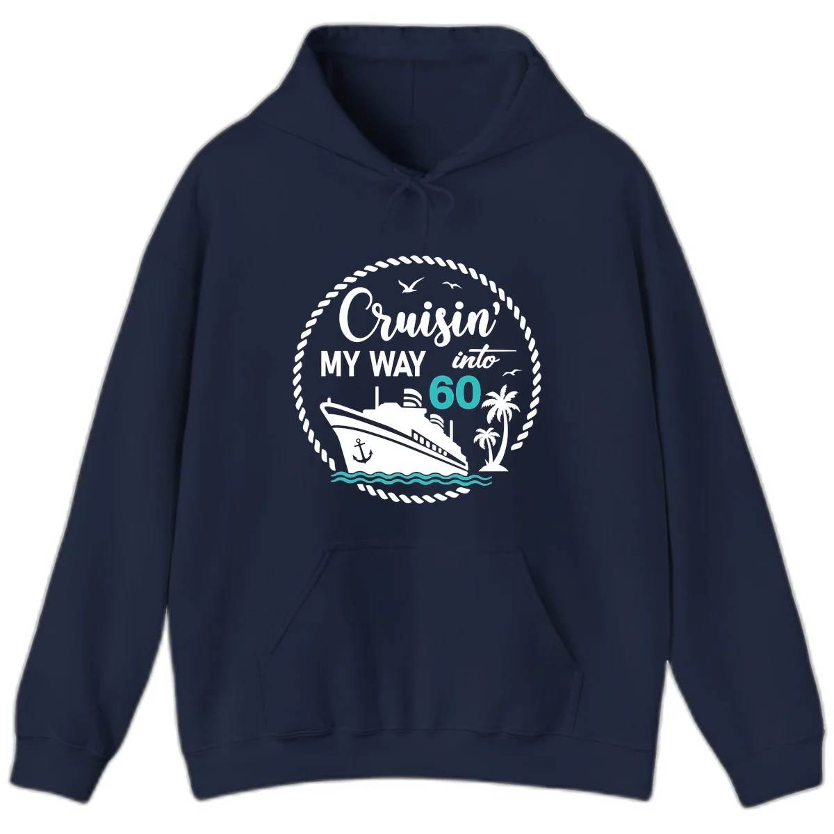 Cruisin' My Way Into 60 Hoodie in Navy