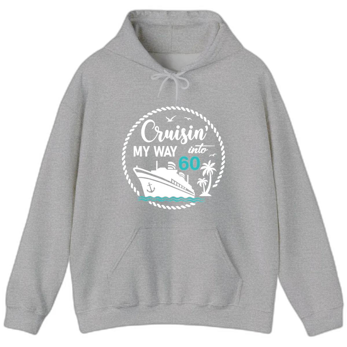 Cruisin' My Way Into 60 Hoodie in Sport Grey