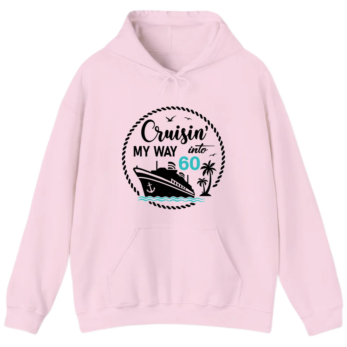 Cruisin' My Way Into 60 Hoodie in Light Pink
