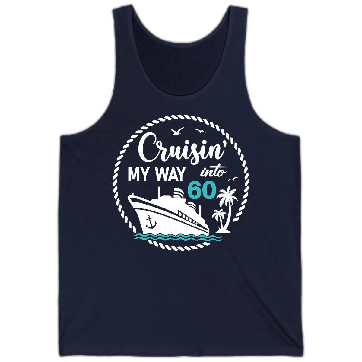Cruisin' My Way Into 60 Tank Top in Navy