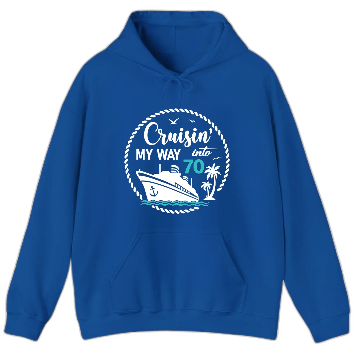 Cruisin' My Way Into 70 Hoodie in Royal