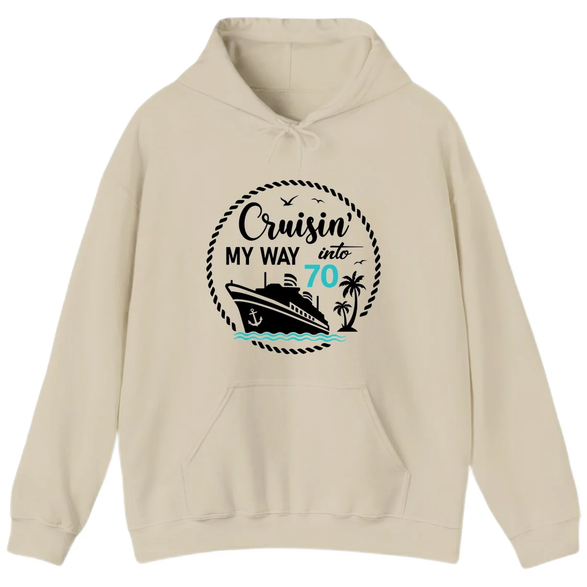 Cruisin' My Way Into 70 Hoodie in Sand