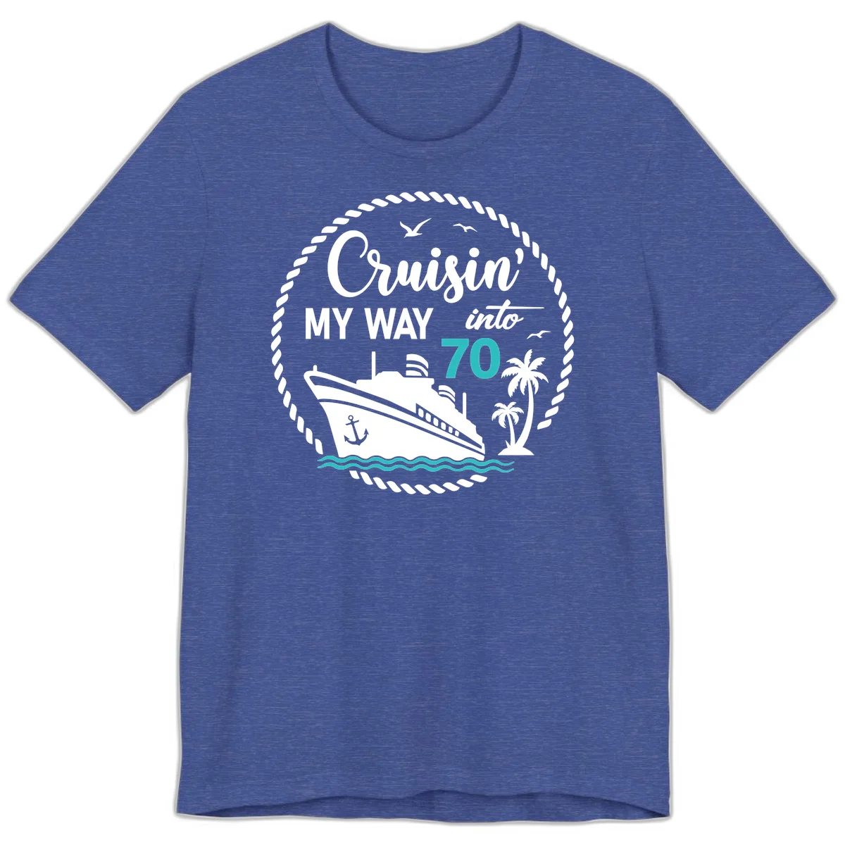 Cruisin' My Way Into 70 Premium T-Shirt in Heather True Royal