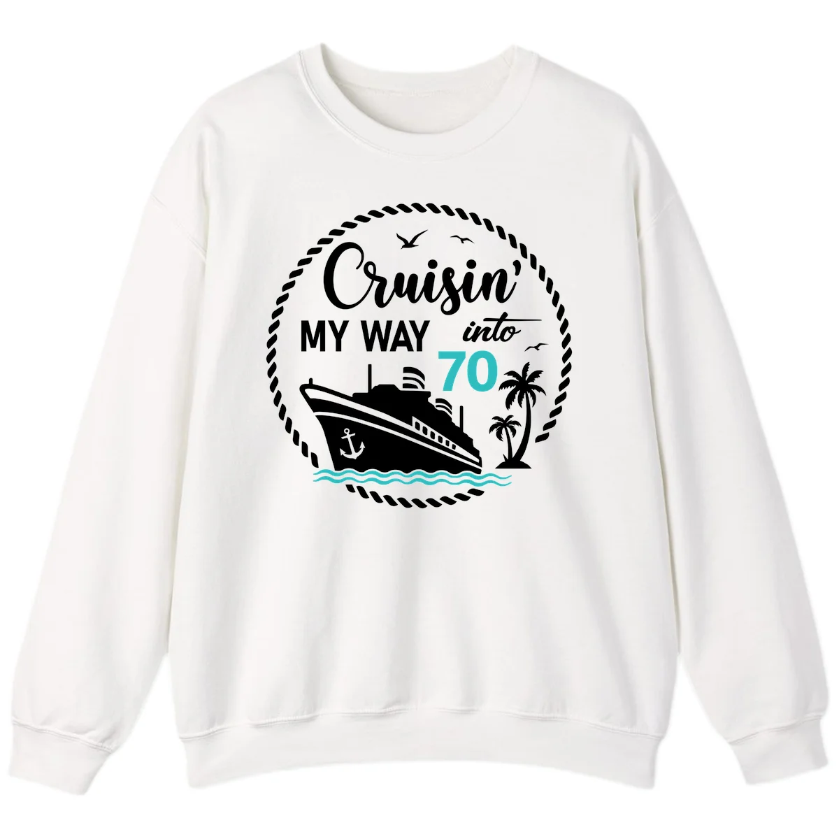 Cruisin' My Way Into 70 Sweatshirt in White