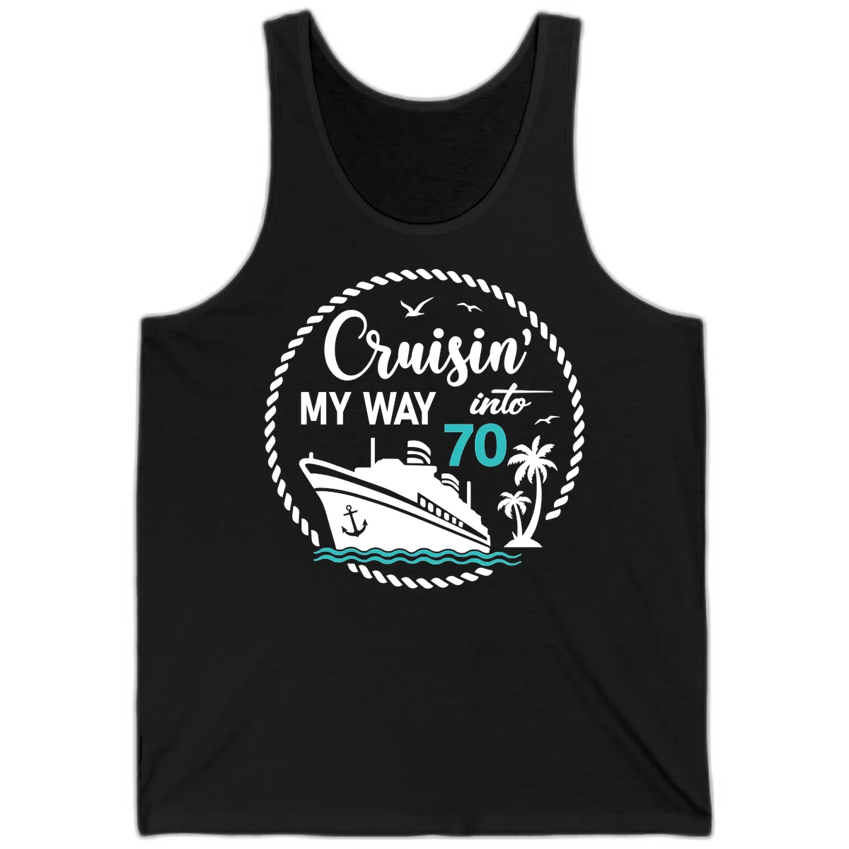 Cruisin' My Way Into 70 Tank Top in Black