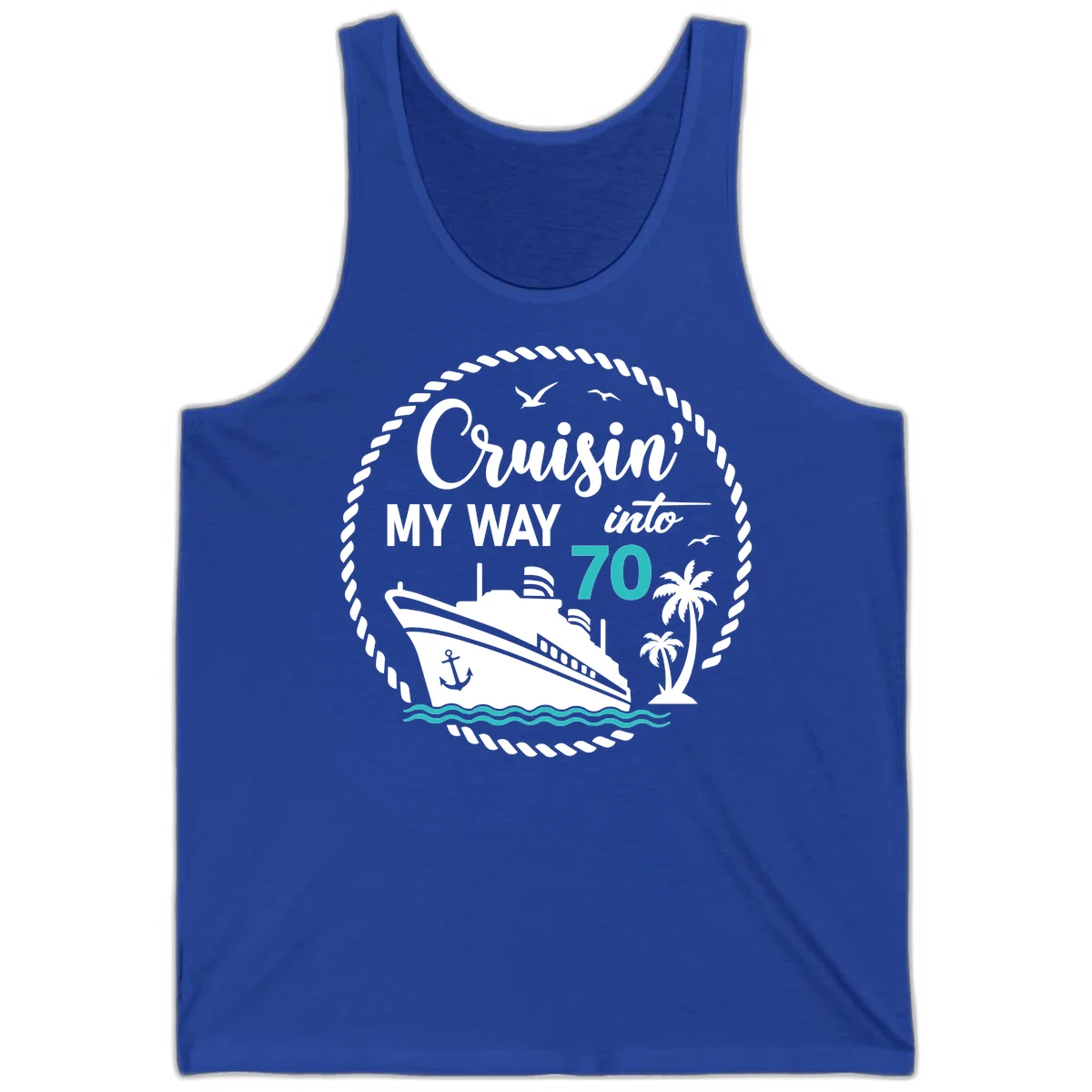 Cruisin' My Way Into 70 Tank Top in True Royal