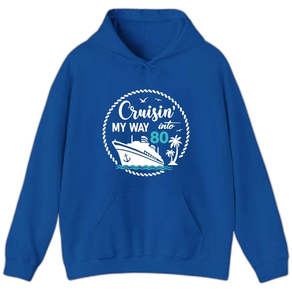 Cruisin' My Way Into 80 Hoodie in Royal