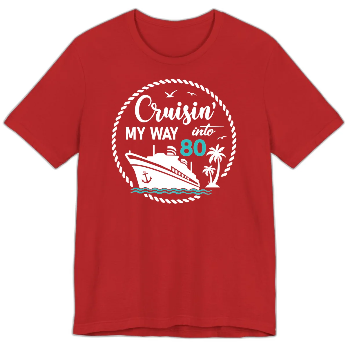 Cruisin' My Way Into 80 Premium T-Shirt in Red