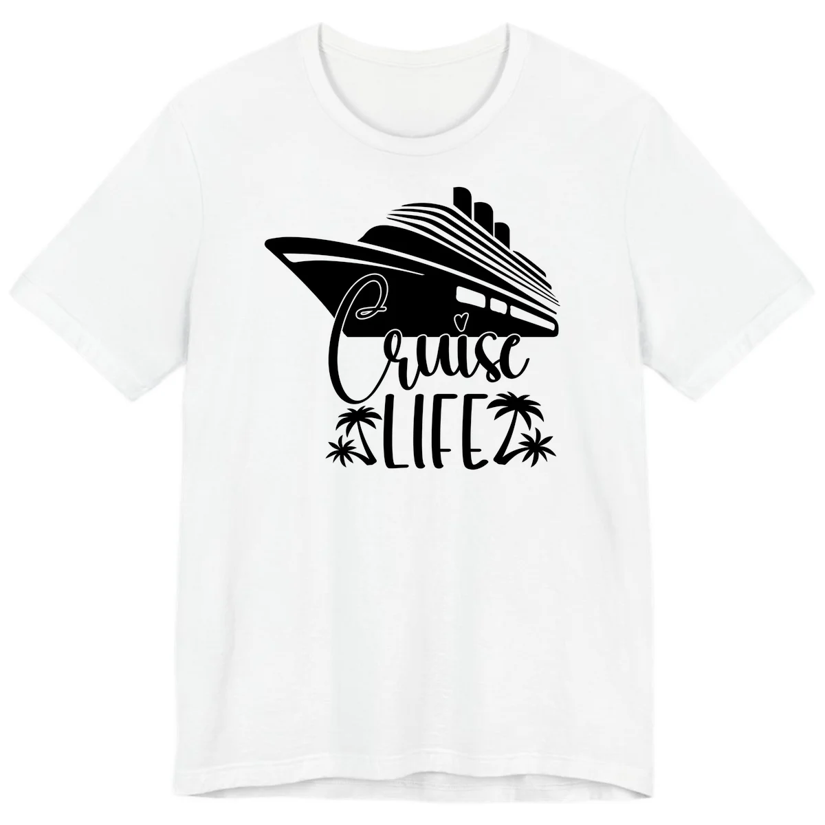 Cruise Life Ship & Palm Trees Premium Soft Tee for Cruising in White