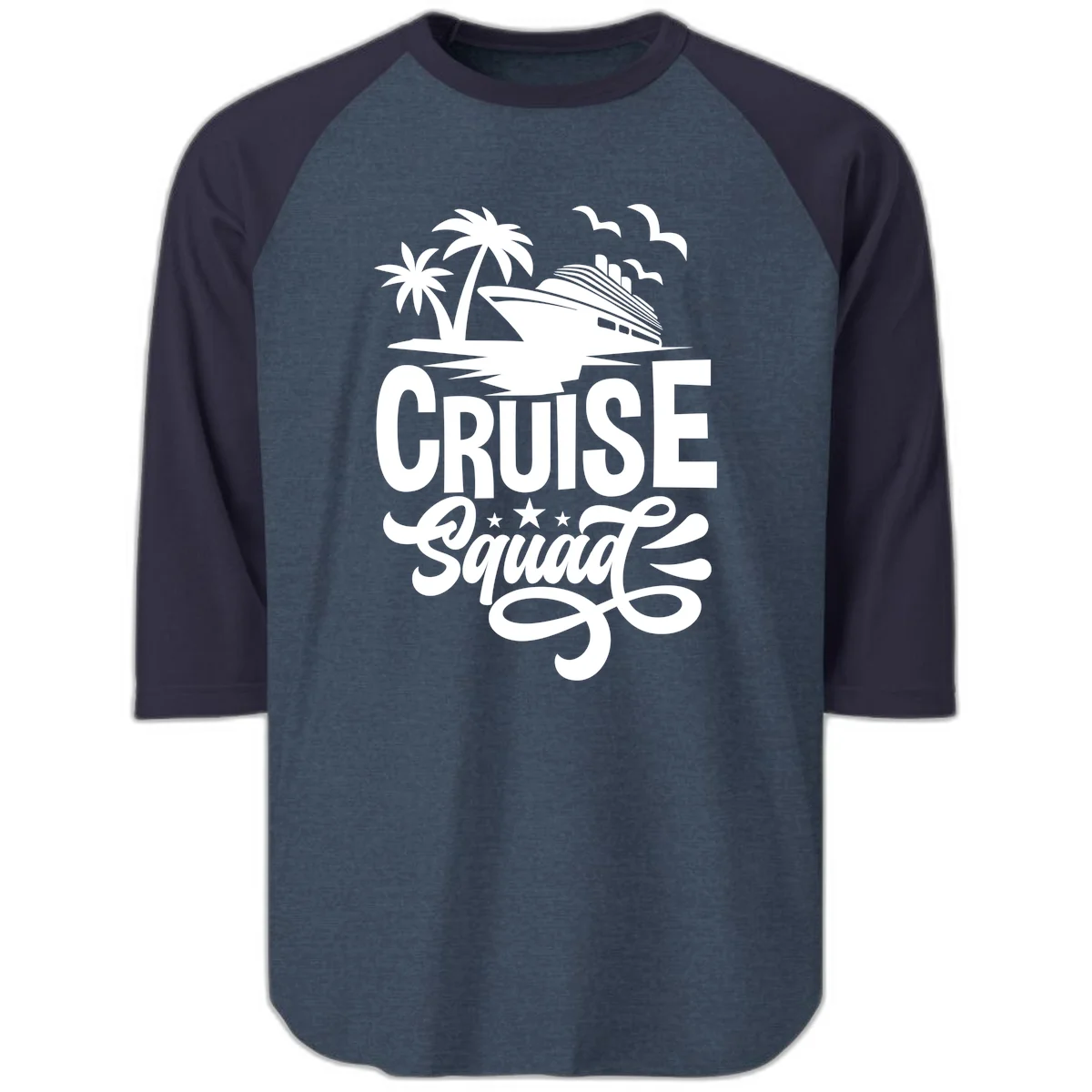 Cruise Squad Goals Raglan 3/4 in Heather Denim Navy
