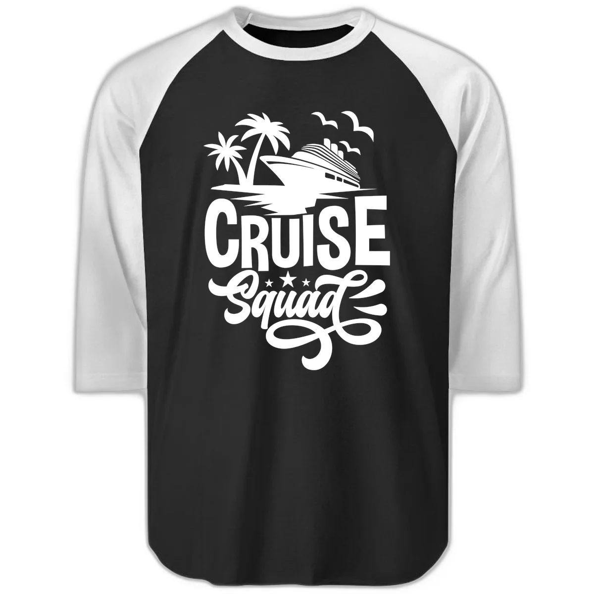 Cruise Squad Goals Raglan 3/4 in Black White