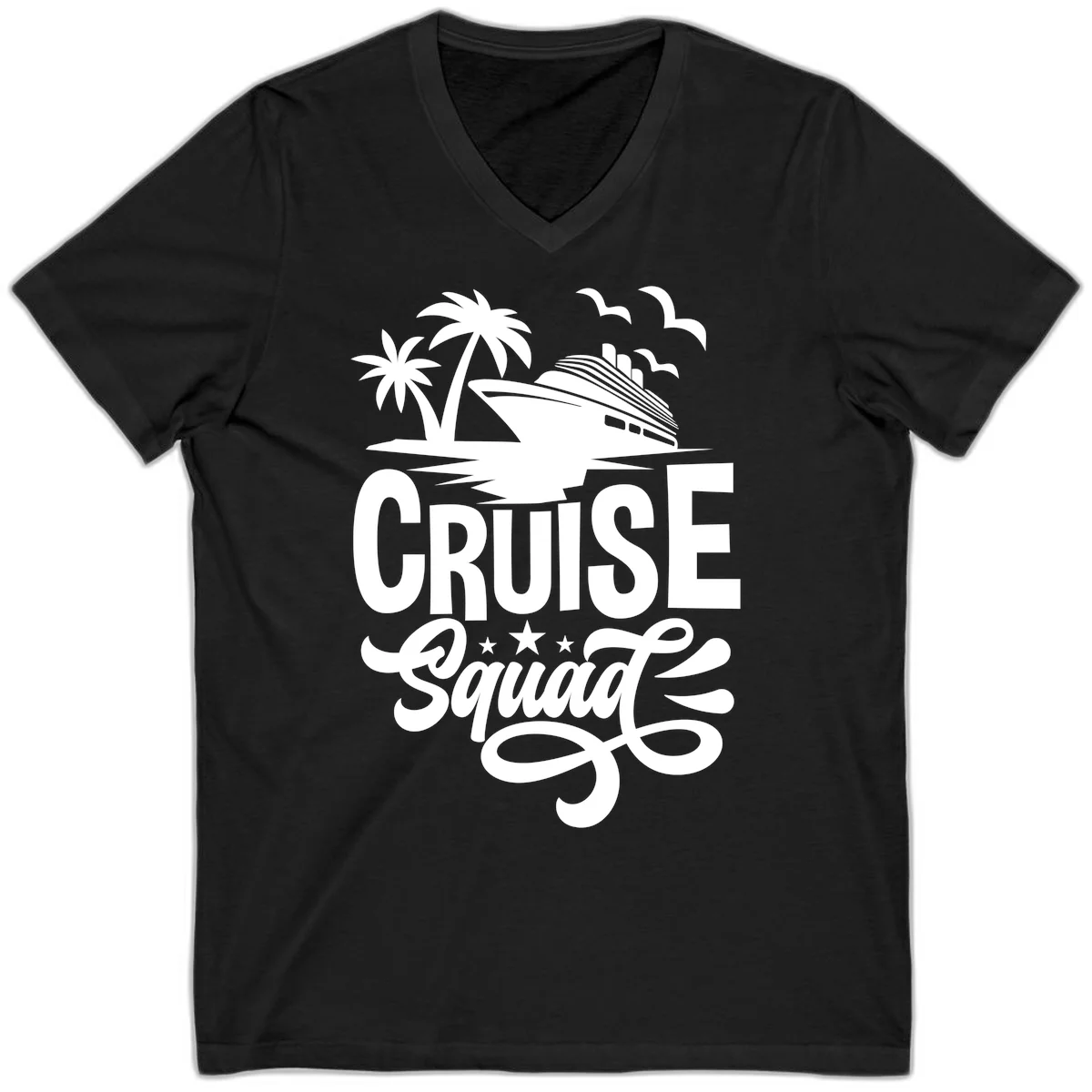 Cruise Squad Goals V-Neck in Black