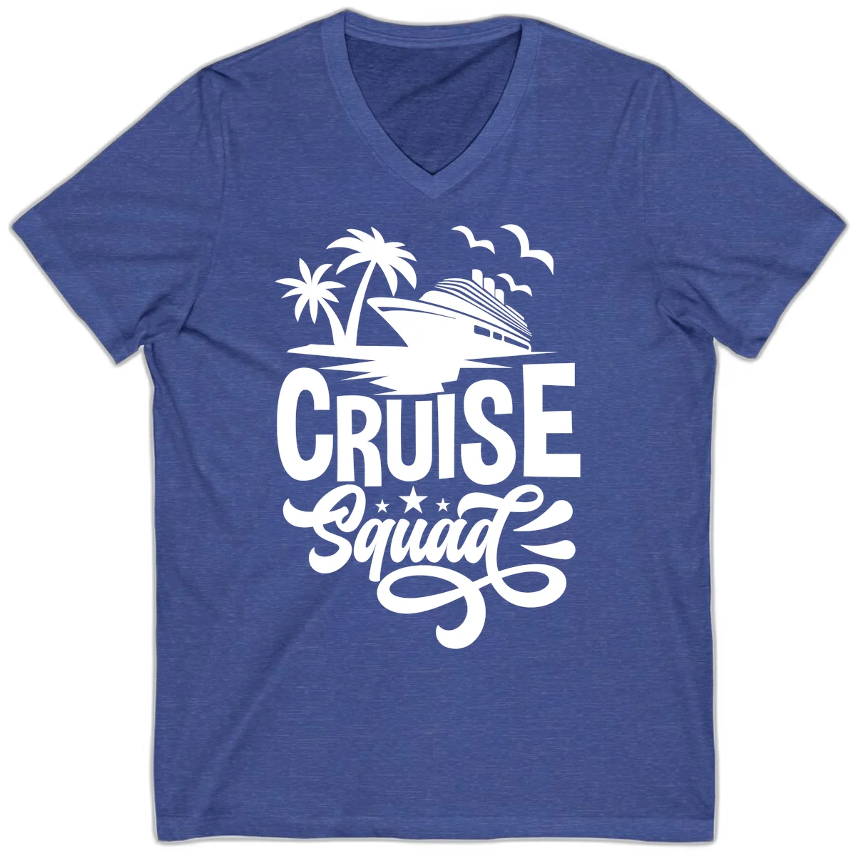 Cruise Squad Goals V-Neck in Heather True Royal