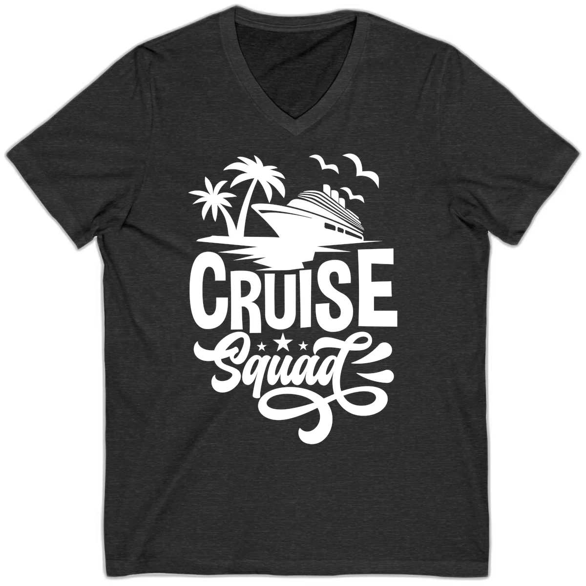 Cruise Squad Goals V-Neck in Dark Grey Heather