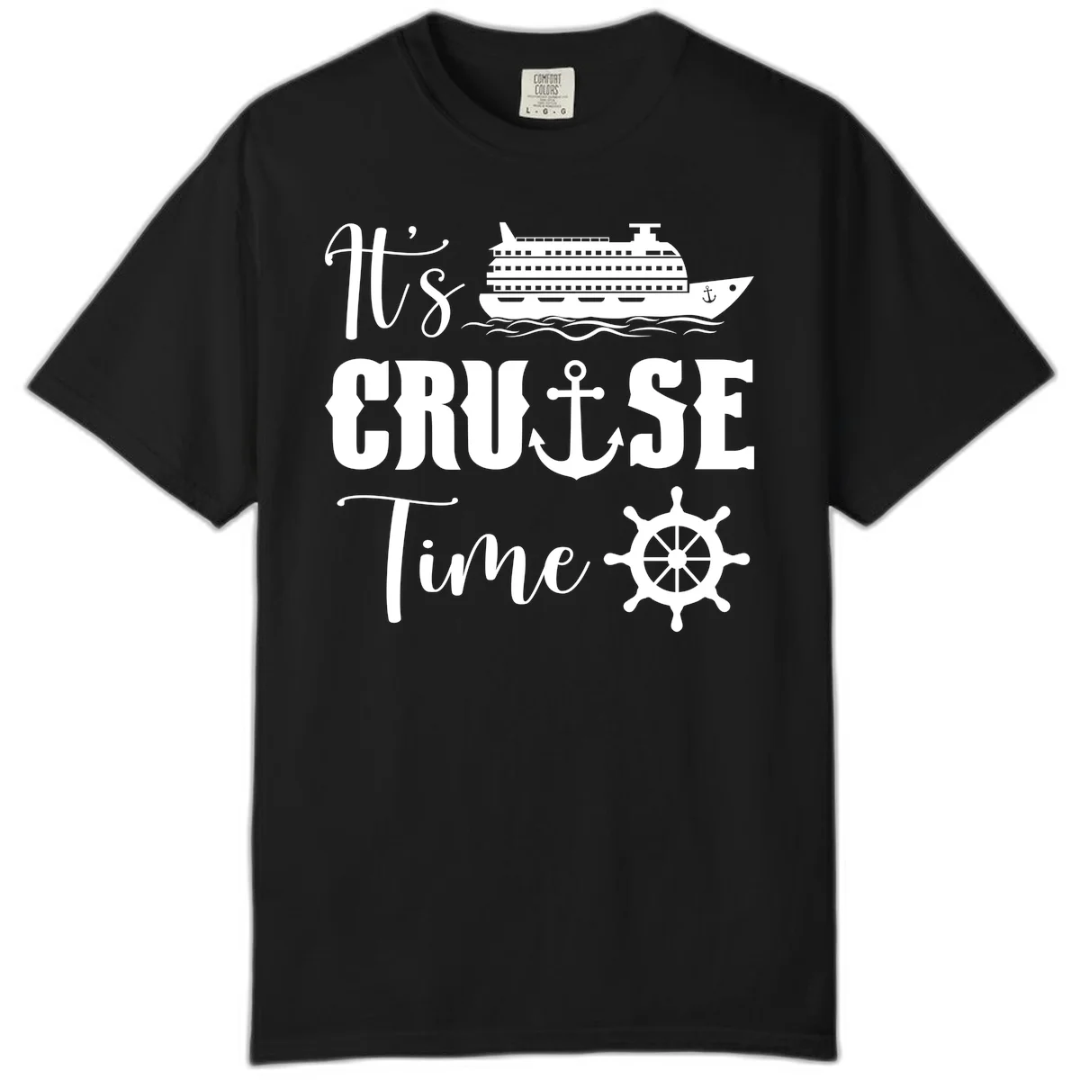 It's Cruise Time Comfort Color Tee for Vacation in Black